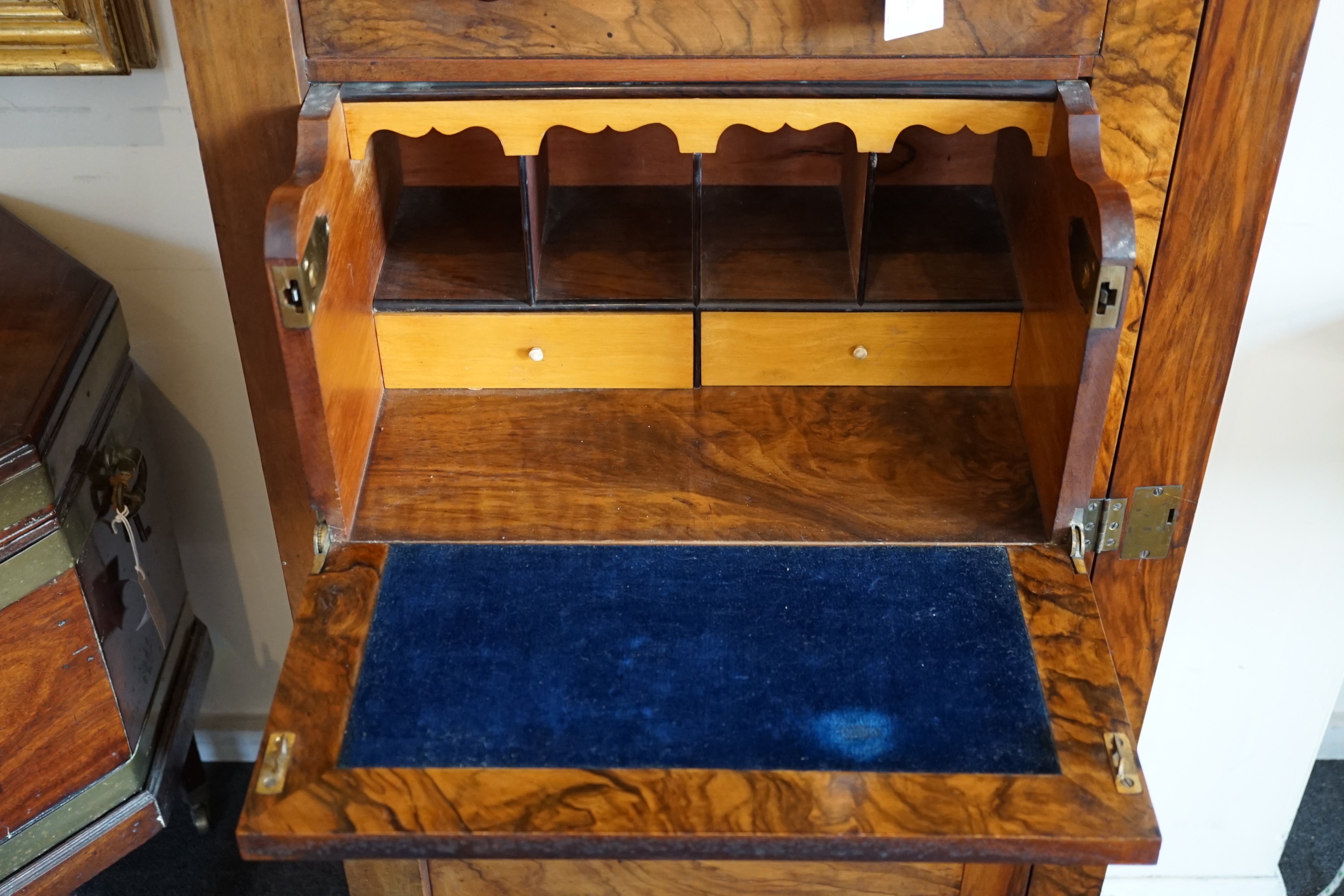 A Victorian figured walnut secretaire Wellington chest